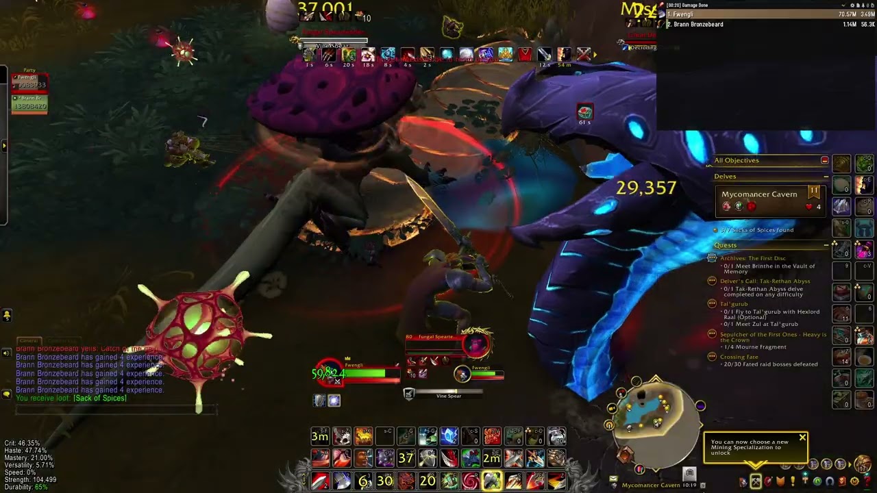 WoW TWW 11.2.0 colossus arms warrior pve Mycomancer Cavern Tier 11 Delve