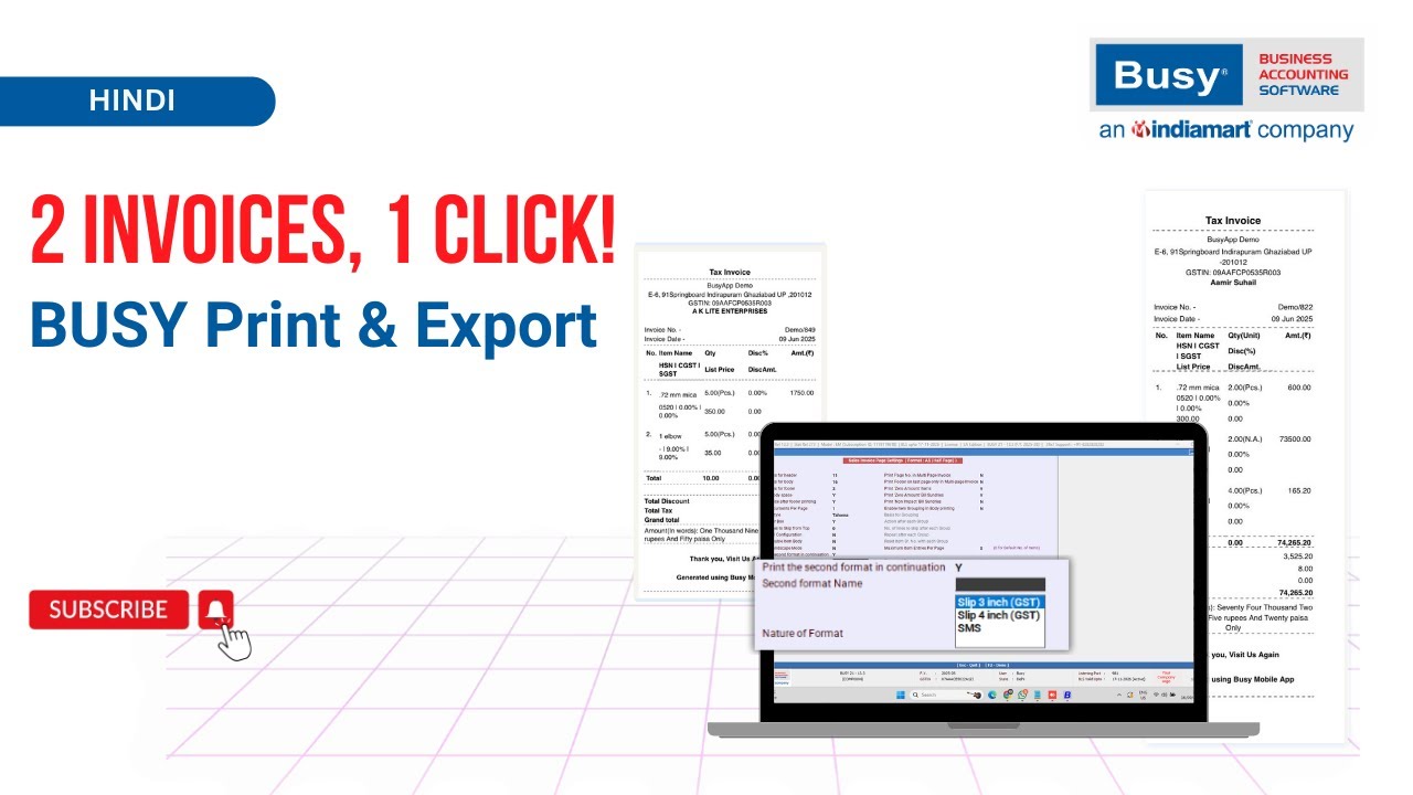 Print & Export Two Invoices Back-to-Back 🧾⚡ | Smart BUSY Accounting Tutorial | Hindi