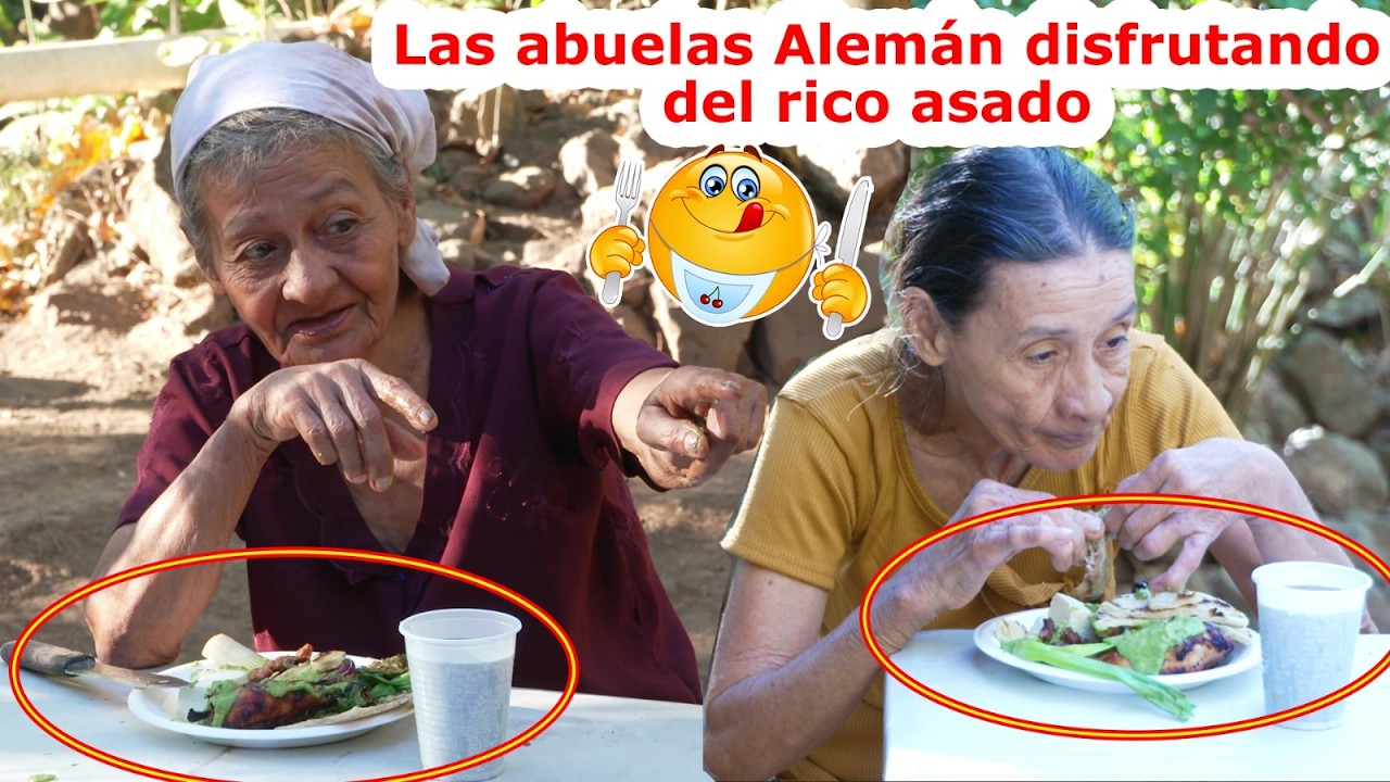 Vean que sabroso están comiendo las abuelas Alemán de rico asado - Ediciones Mendoza