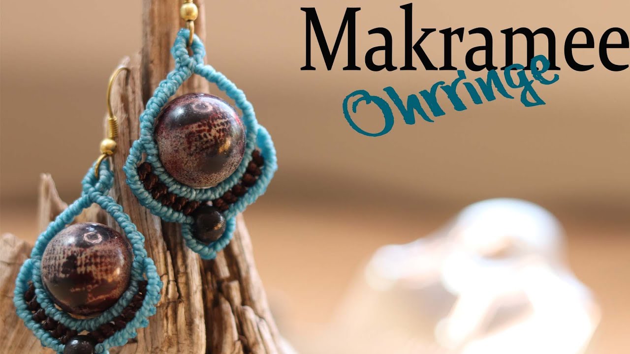 Makramee Ohrringe mit großer Perle