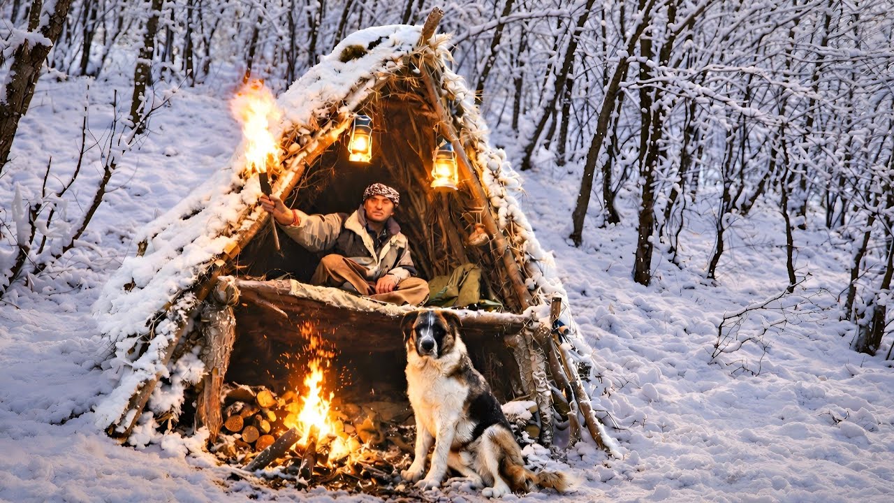 No Tent , No Tools | Building a Shelter to Survive | Bushcraft Survival Skills | Outdoor Cooking