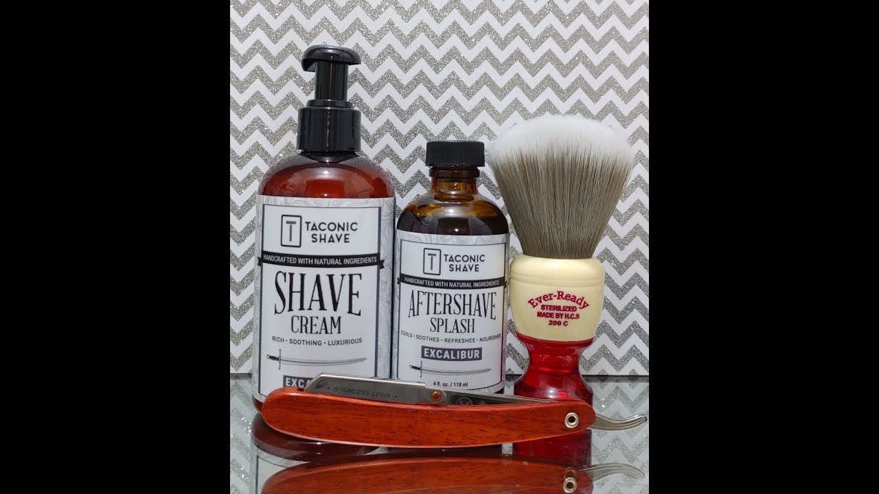 Parker SRRW shavette, Taconic Excalibur shaving cream and aftershave