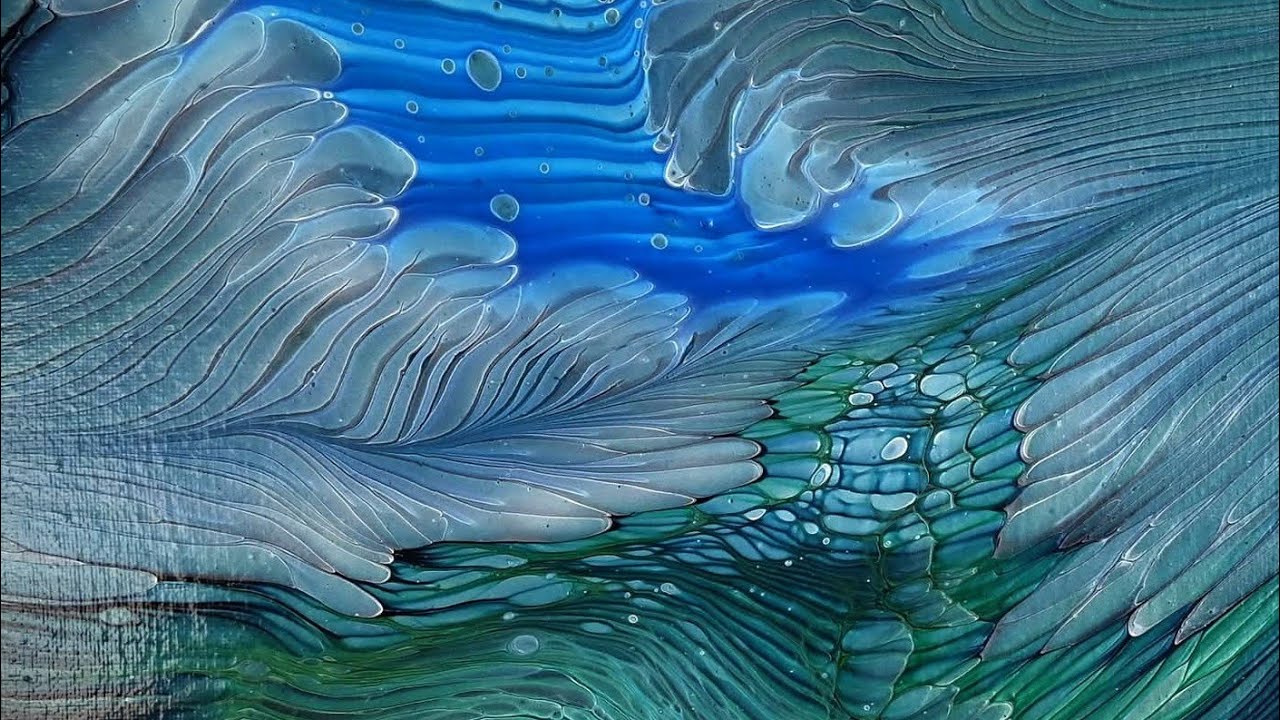 Там, где замедляется течение 🌊 Расслабляющая живопись акриловыми красками методом заливки | Техни...