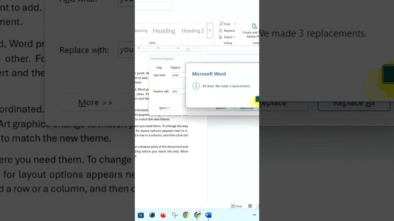 Replace Word in Ms. Office word.