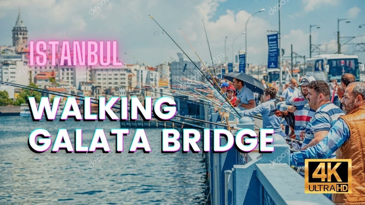 Travel Istanbul | Walking Tour | Fisherman on Galata Bridge | 4K 60FPS