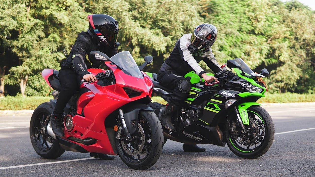 Ducati Panigale V2 vs ZX6R First Time on Youtube🔥