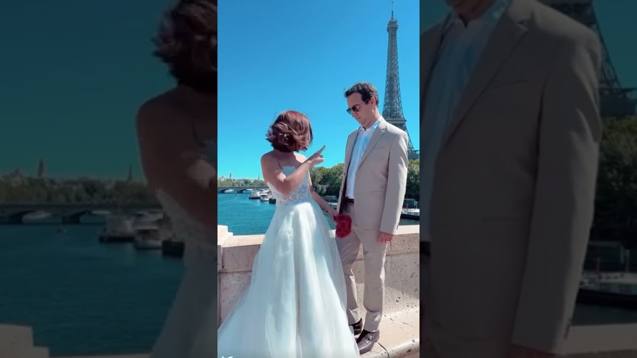 A pior dancinha de noivos na Torre Eiffel - R&ecirc; Andrade e fam&iacute;lia