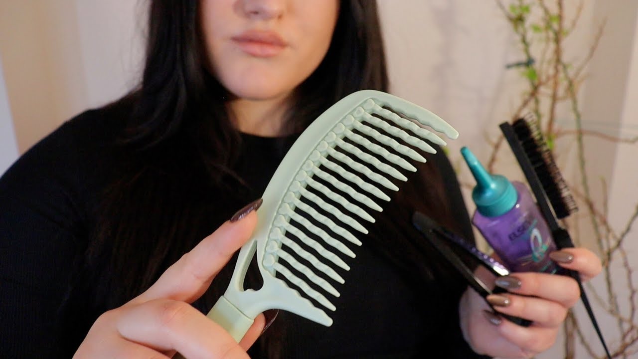 ASMR Hair Brushing, Clipping & Parting Until You Sleep 🌺 Up-Close Personal Attention (No Talking)
