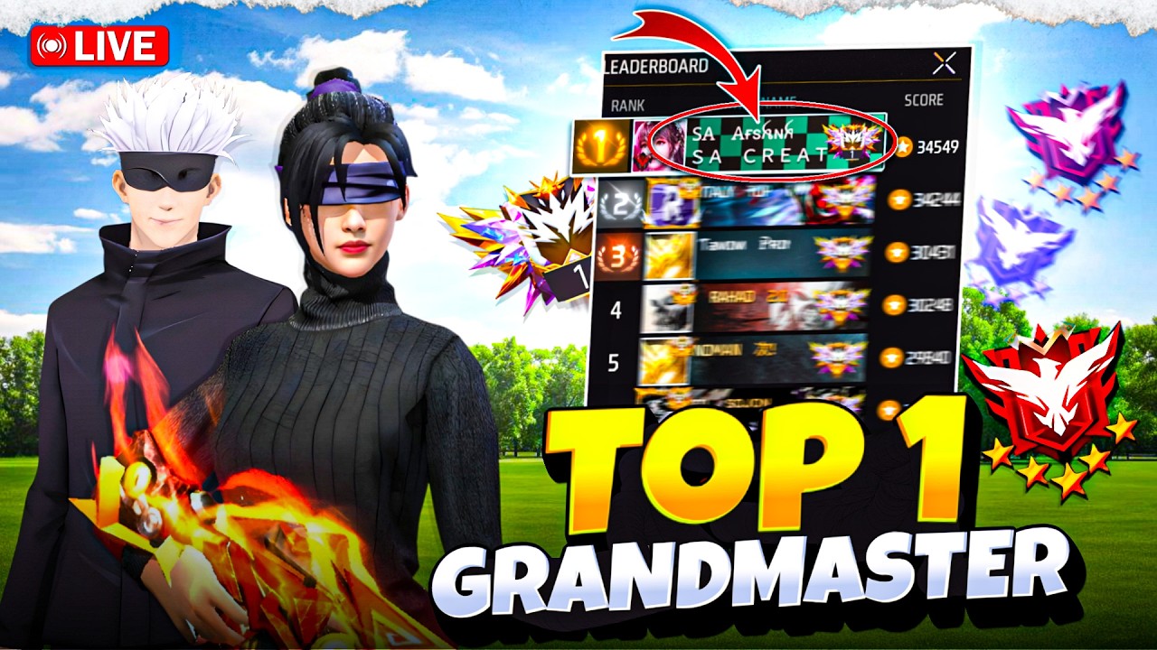 🔴 [Live] Top-1 Grandmaster Rank Push 🔥 Free Fire Live #shorts #saafsanagaming #freefire