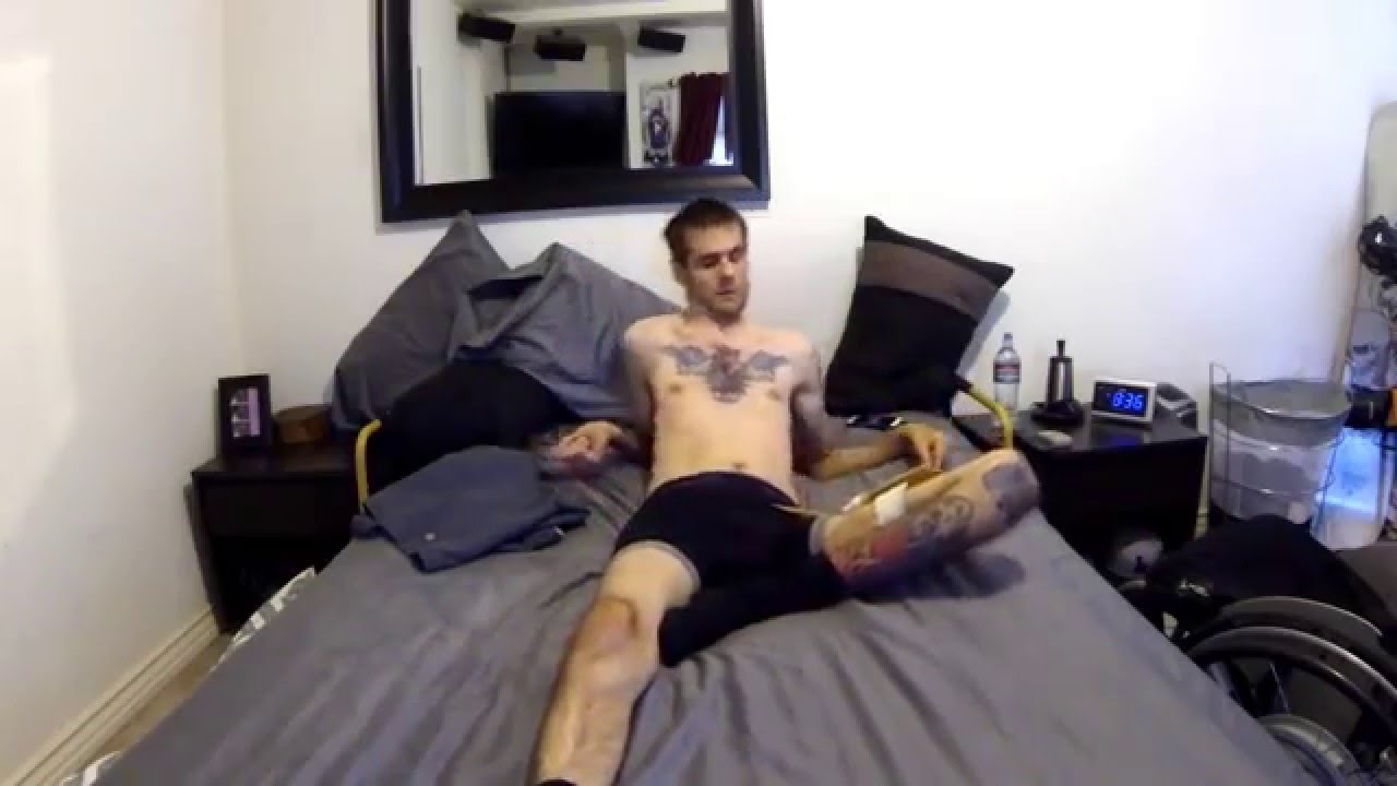 Quadriplegic getting shorts on  -  Morning routine - part 2