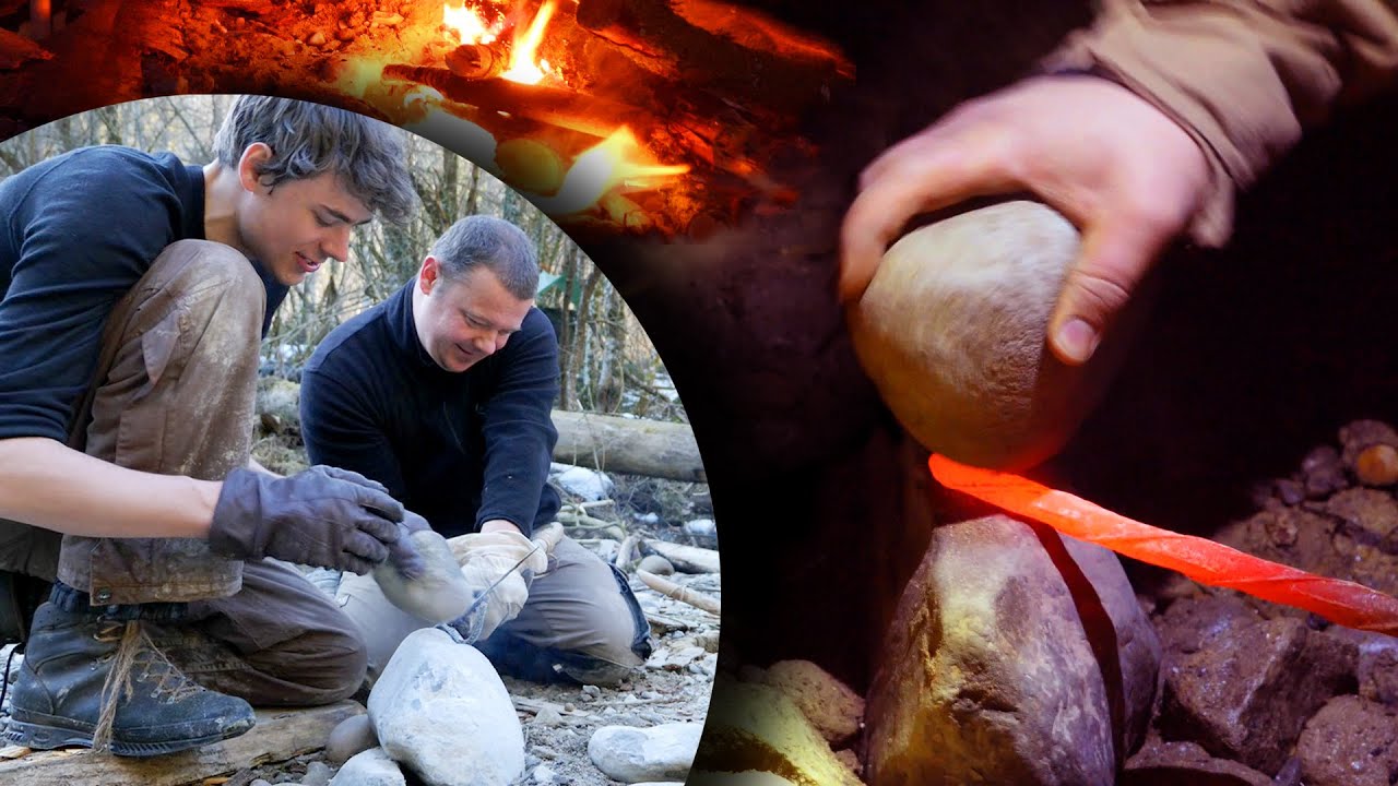 Making a Primitive Knife in the Bush with Stone tools (ft. Felix Immler)