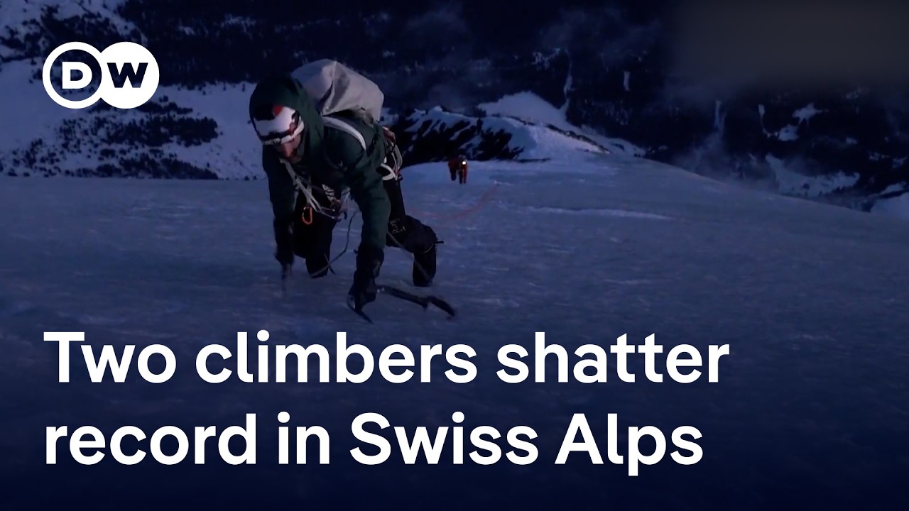 Two mountaineers set new record on some of the most challenging peaks in the Swiss Alps | DW News