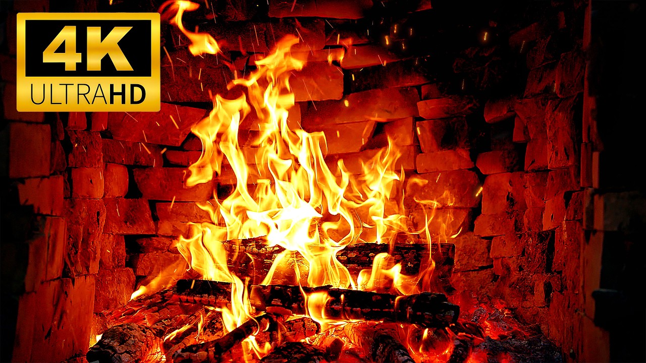 🔥 4K Crackling Fireplace Ambience 🔥 Cozy Fireplace with Burning Logs & Relaxing Fire Sounds