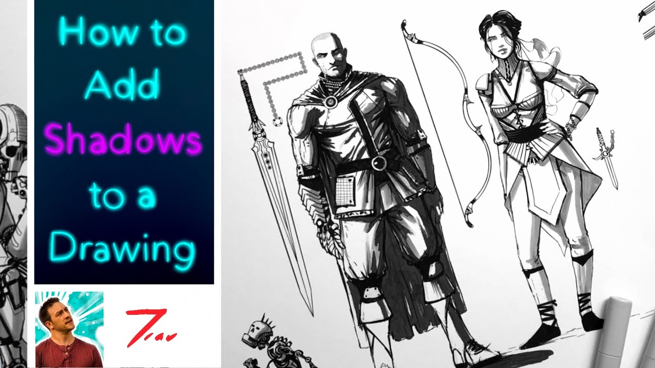 How to add shadows to an ink drawing