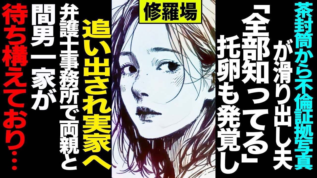【漫画】茶封筒から不倫証拠写真が滑り出し夫「全部知ってる」→托卵も発覚し追い出され実家へ→弁護士事務所で両親と間男一家が待ち構えており...(修羅場)【セカイノナミダ】
