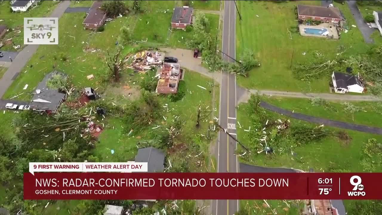 Police, fire departments destroyed after tornado hits Goshen, Ohio