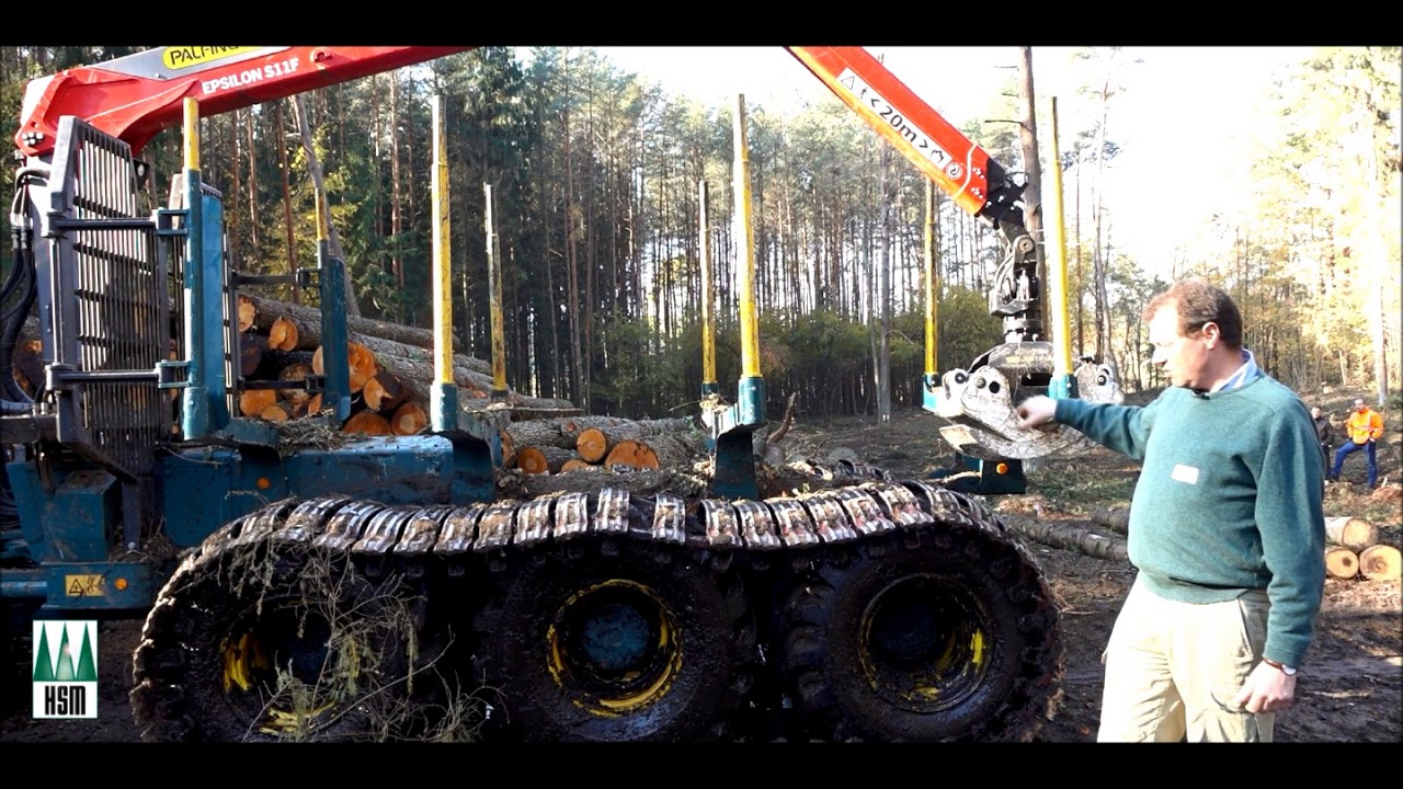 Forwarder2020 - prototype with triple bogie / hydraulic crane - demonstration in Lithuania