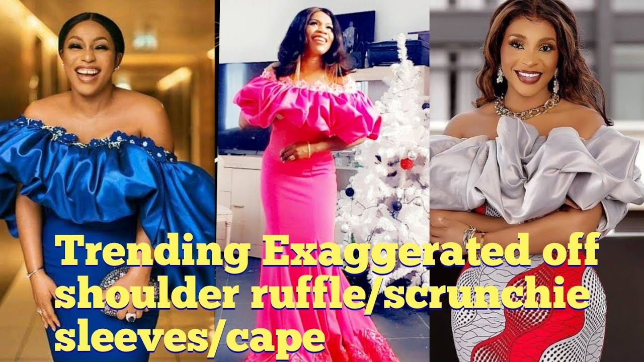 How to cut and sew this trendy Exaggerated off shoulder ruffle cape/scrunchie ruffle sleeves