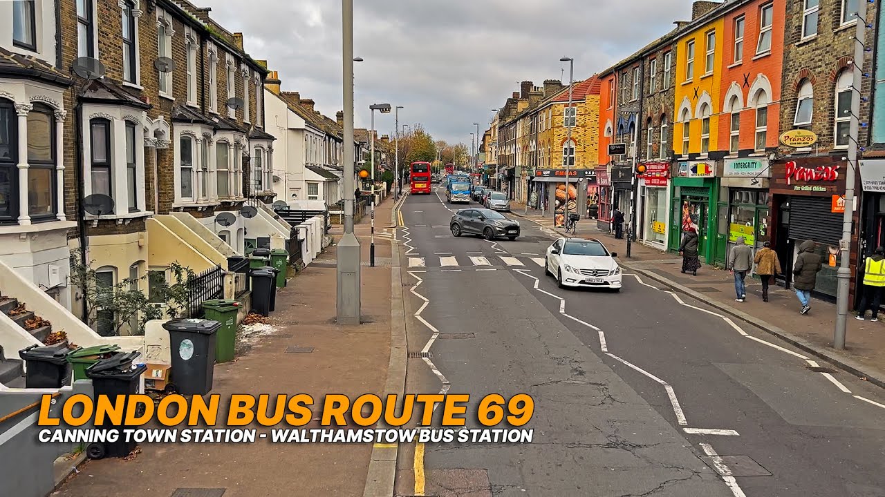 East London Bus Ride from Canning Town to Walthamstow Central on a gloomy afternoon - Bus Route 69 🚌