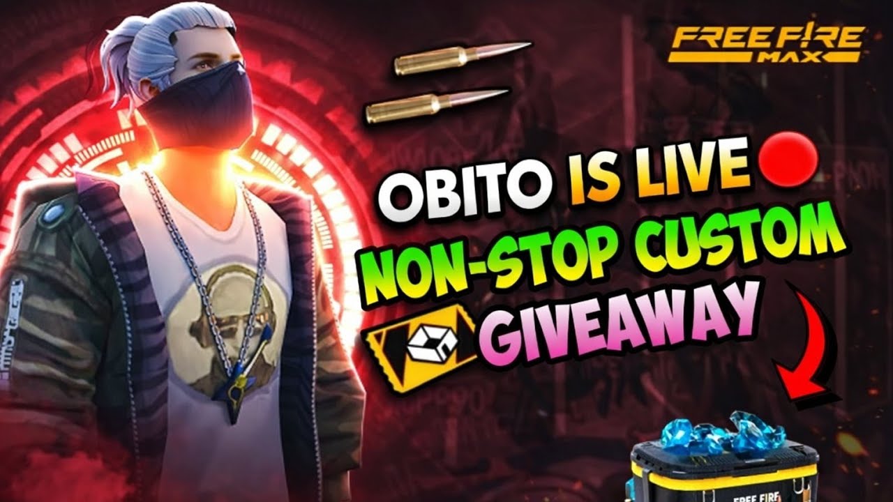 Obito is live 🔴  non stop custom giveaway 😱 ll free fire live stream video