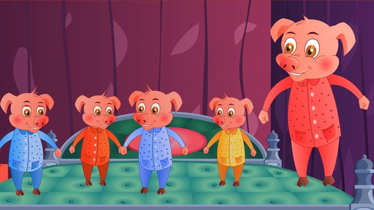 Cinco pouco Piggies | v&iacute;deo educativo | Nursery Rhyme | Five Little Piggy