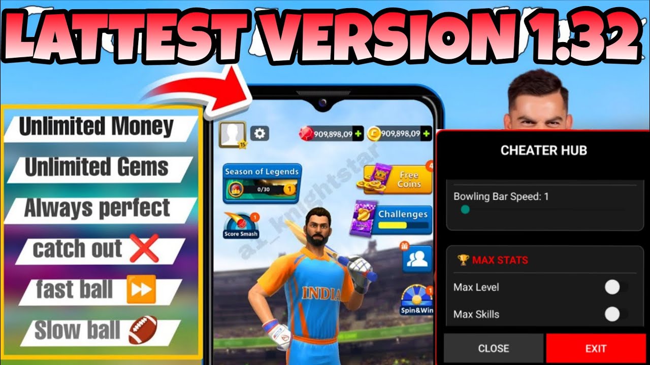Cricket league lattest version 1.32.1 Hack | Cricket League Unlimited Coin & Gems Hack | Cricket