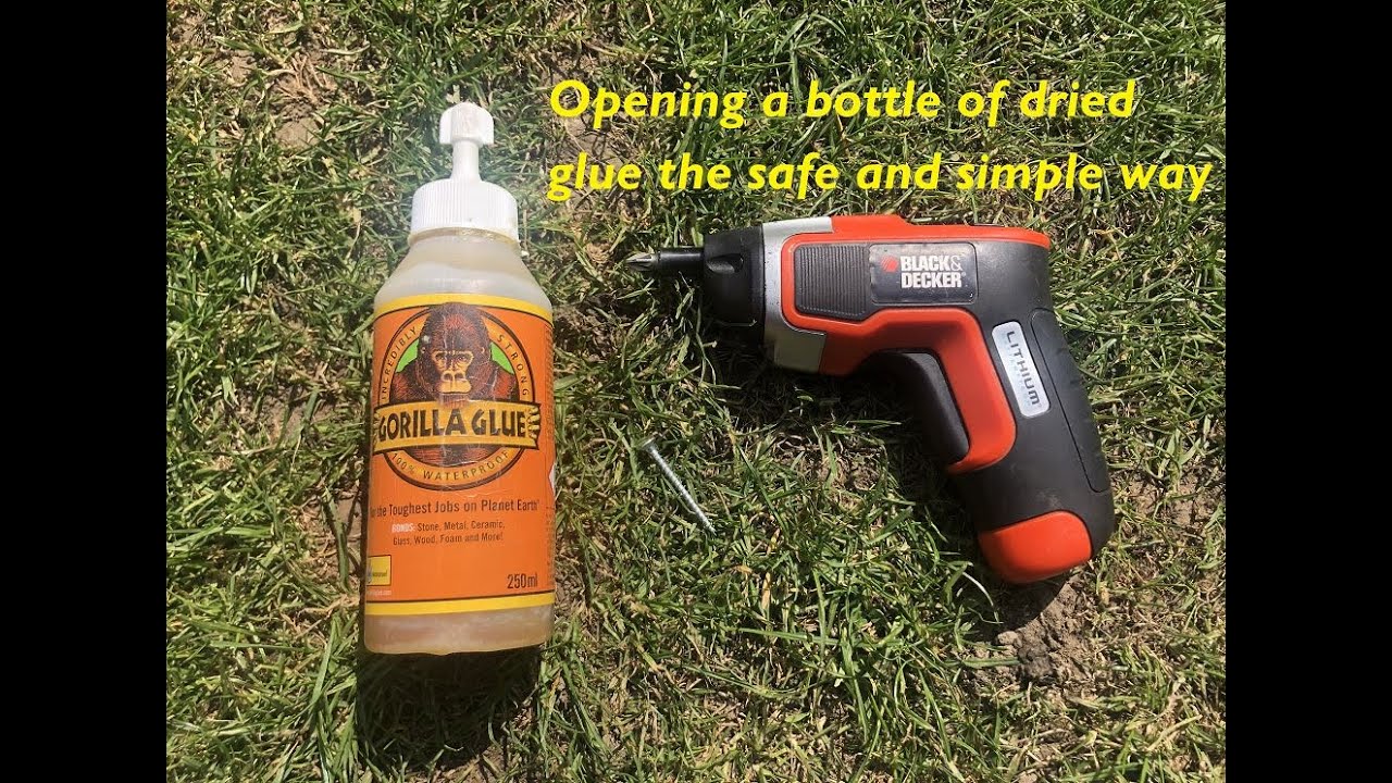Opening a bottle of dried Gorilla Glue with a Screwdriver -the safe and simple way