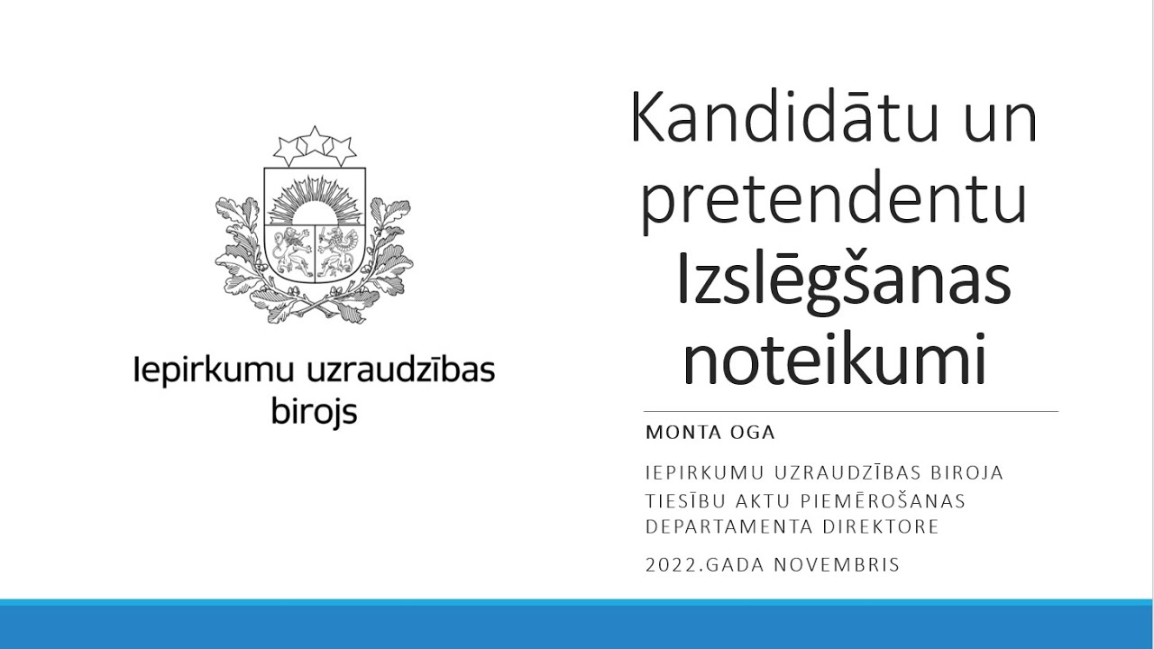 Videolekcija - Kandidātu un pretendentu Izslēgšanas noteikumi no 2023.gada 1.janvāra