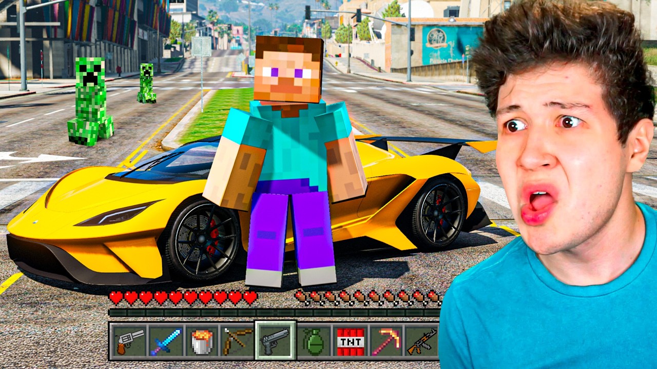 Entré al MUNDO de MINECRAFT en GTA 5! 🚔⛏️ (Mods)
