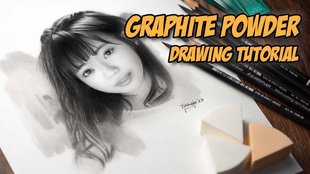 How to Draw Japanese Girl with Graphite Powder || 004
