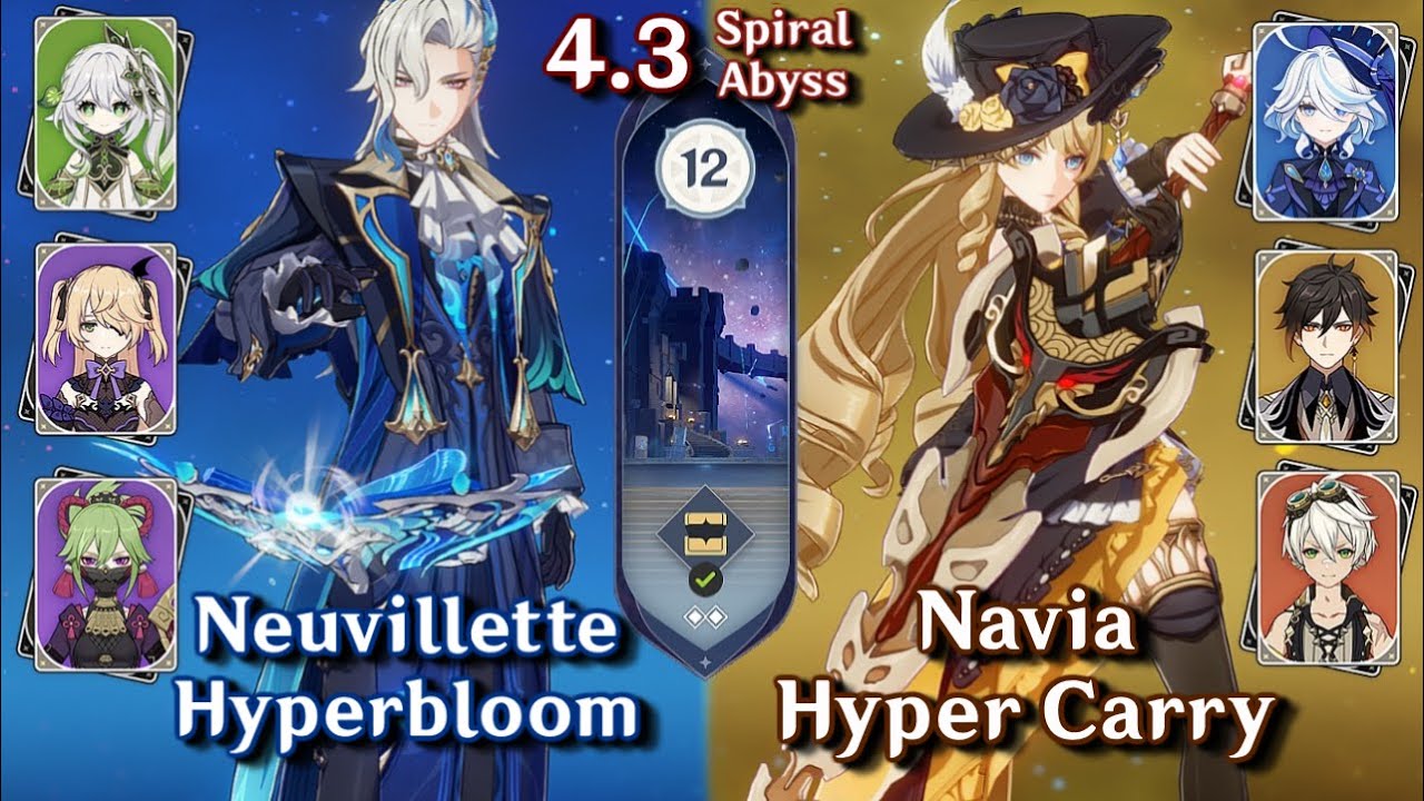 C0 Navia Hyper & C0 Neuvillette Hyperbloom | Spiral Abyss 4.3 - Floor 12 9 Star | Genshin Impact