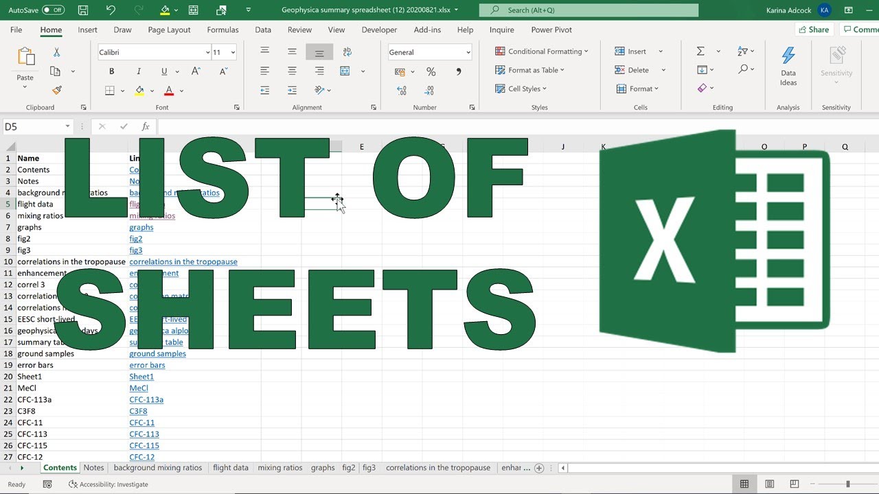 How to create a table of contents in excel with hyperlinks