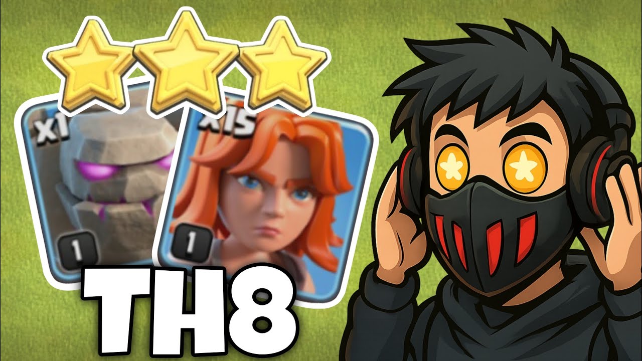 TH8 Golem + Valkyrie Attack Strategy 💥 | Easy 3 Stars Every Time!