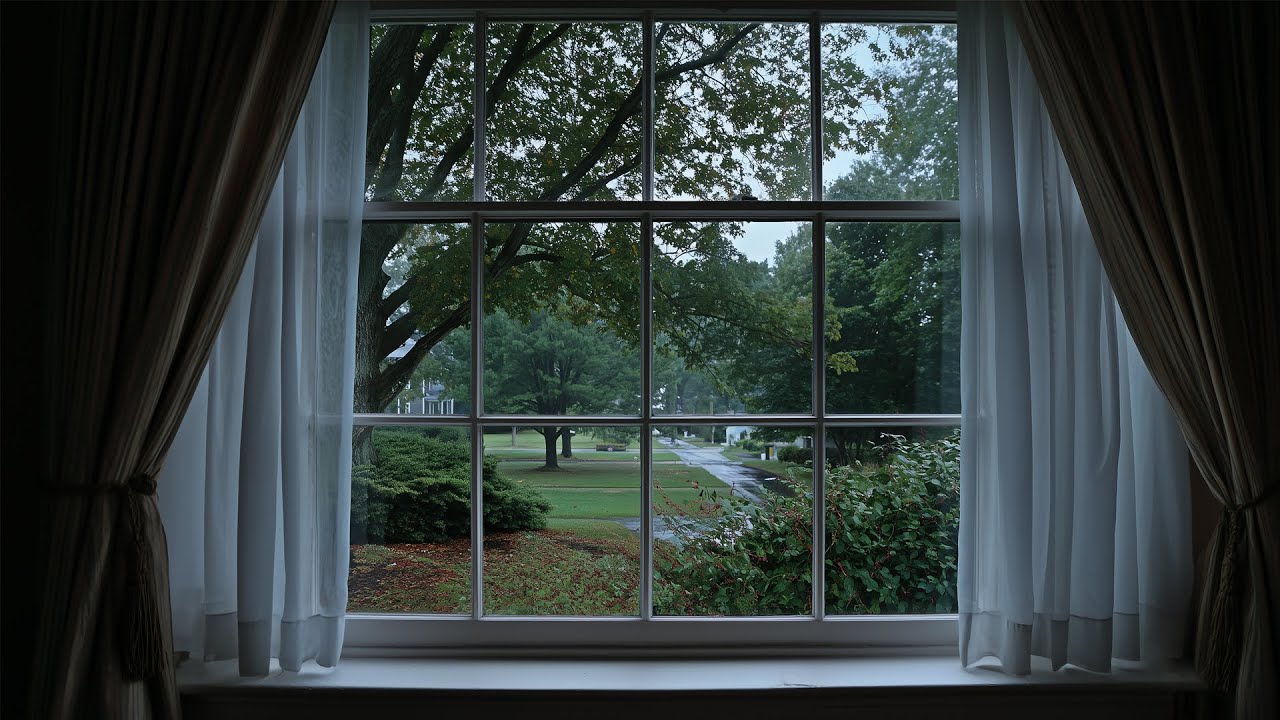 Relaxing Summer Rain With A Park View🌧️ Rain Ambience For Reading, Sleeping, Etc.