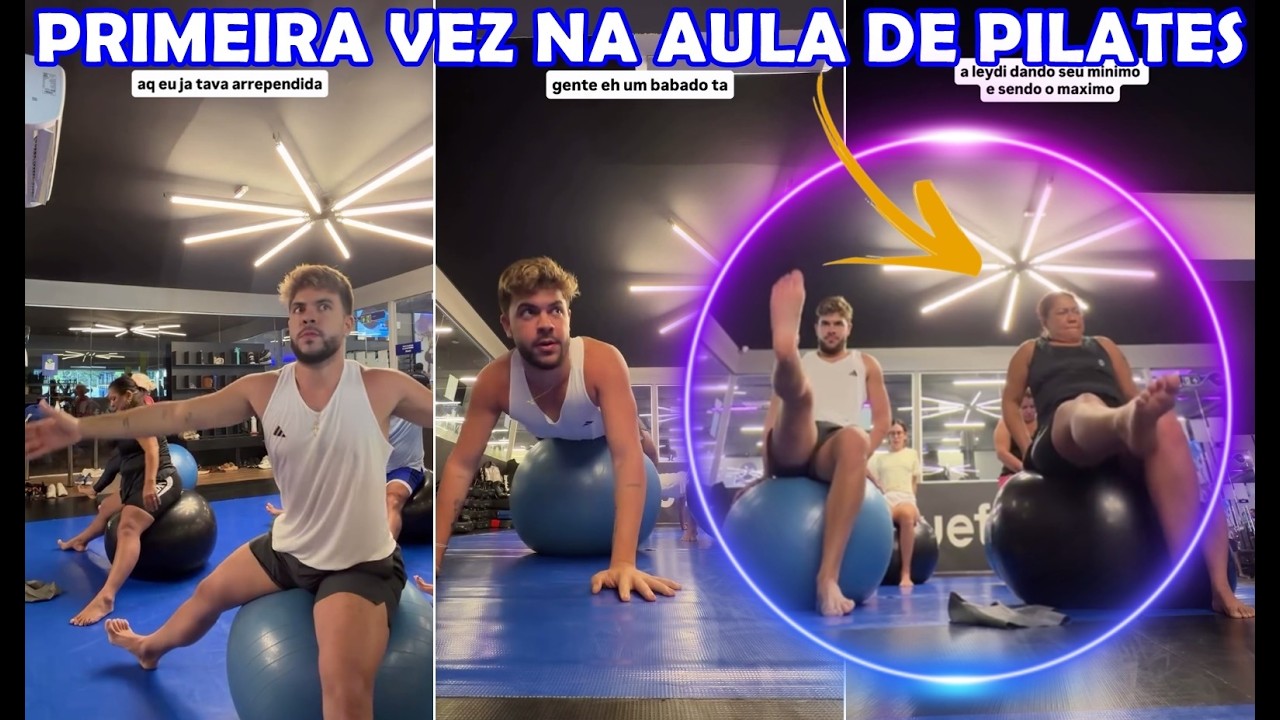 Alvaro Xaro e Leydi fazendo aula de pilates pela primeira vez | Stories do Alvaro