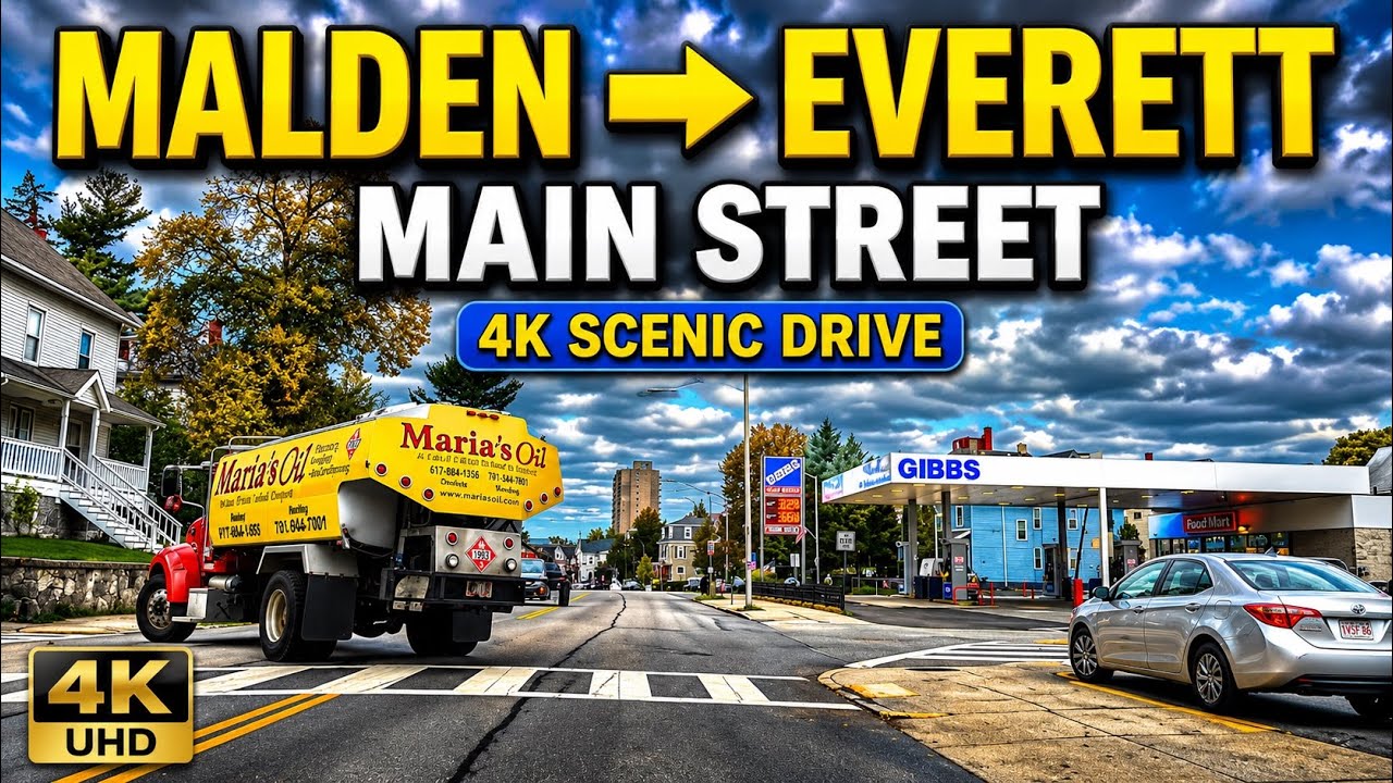 🚖 Main Street  | Malden ➜ Everett, Massachusetts | 4K Scenic Drive - 10/29/21