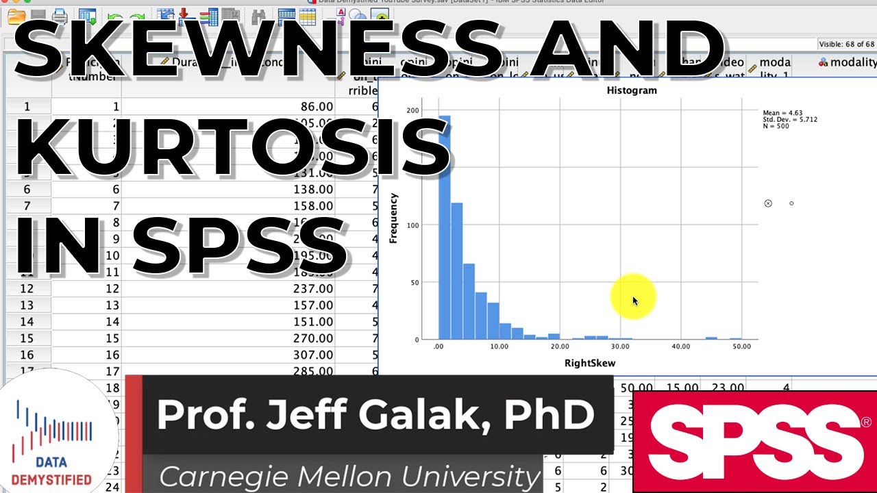 Асимметрия и эксцесс в учебном пособии по SPSS (видеоурок по SPSS № 11)