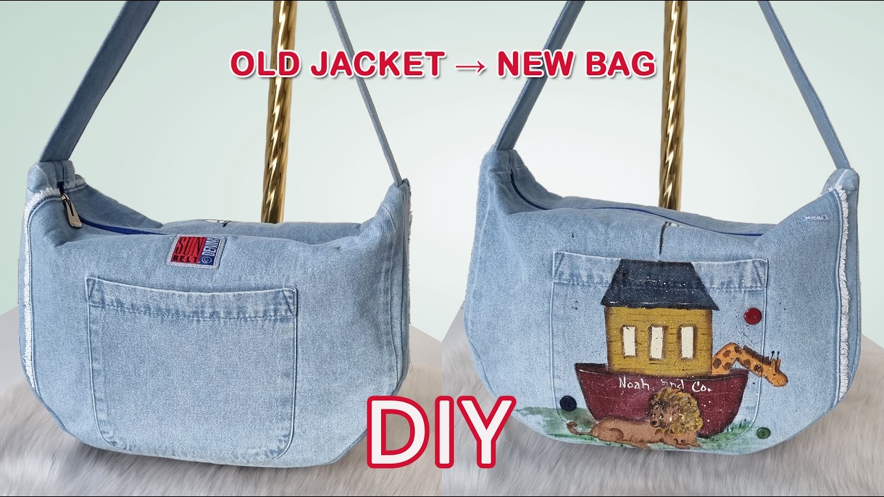 I Turned a Hand-Painted Denim Jacket into a Beautiful Shoulder Bag | Upcycling Idea