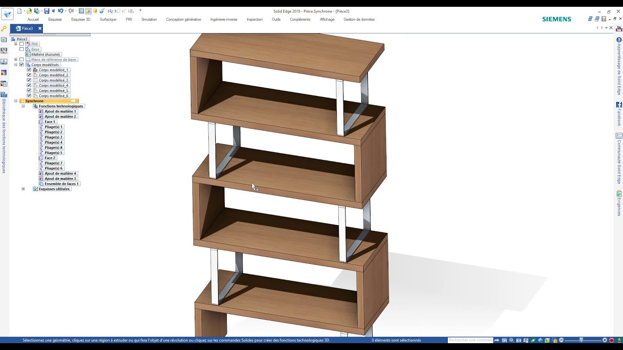 Conception meuble 3D - Bibliothèque zigzag