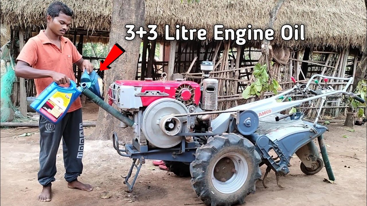 How to change engine oil in power tiller ?  Kamco power tiller full servicing and oil change process