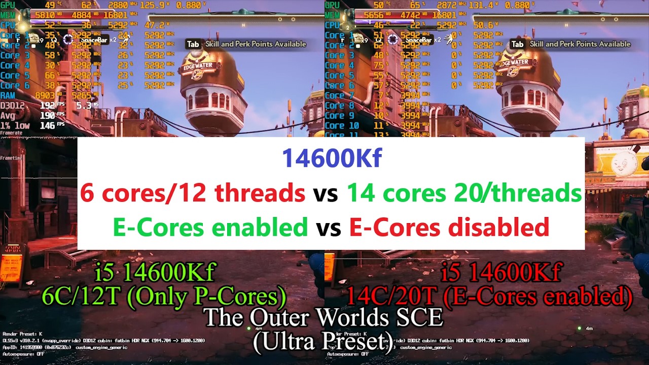 Intel Core i5 14600Kf - E-Cores On vs Off. 6 cores vs 14 cores. 12 threads vs 20 threads. P-Cores?