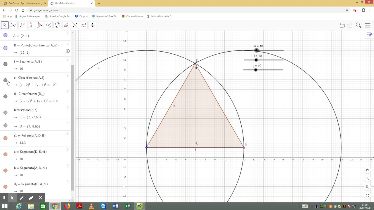 Disegnare un triangolo con Geogebra.