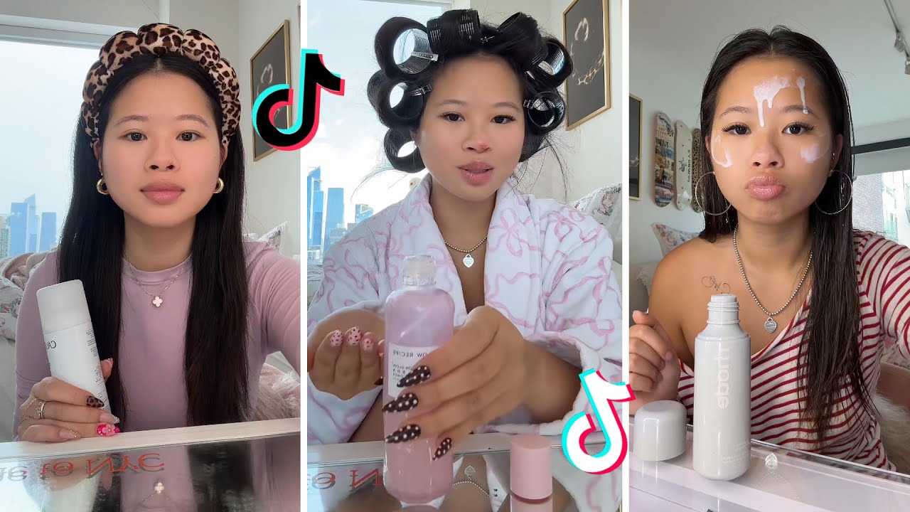Katie Fang Tiktok Compilation - GRWM  ( Get Ready With Me ) ❤️(Skincare, Makeup, Outfits) 1681🥰