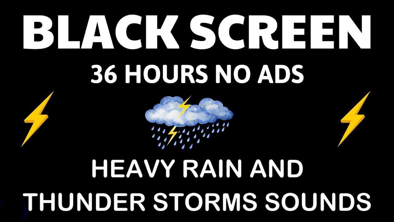 🔴 Fall Asleep in Minutes | Heavy Rain & Thunderstorm Sounds 🌧️⚡ Black Screen (LIVE)