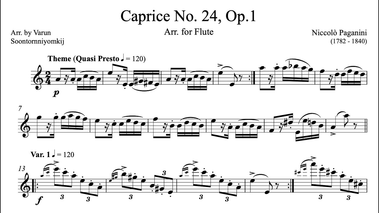 Paganini: Caprice No. 24 (arr. for flute)