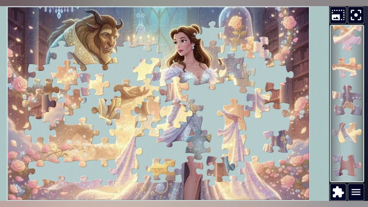 Bella & The Beast in a Sparkling Fairy-Tale Moment👑🦁🪩🏰✨️🪄//jigsaw puzzles journey🧩🧩//puzzlesArt🧩🧩//