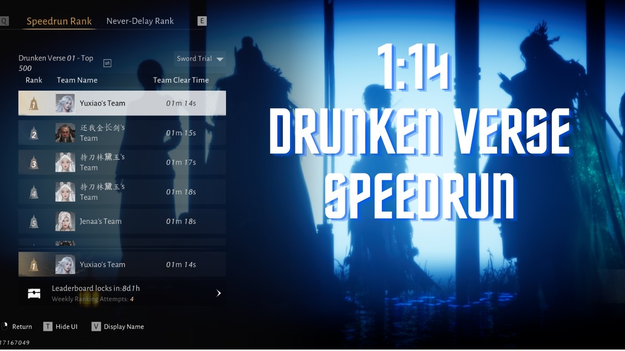 1:14 Drunken Verse Sword Trial Speed Run | Where Winds Meet