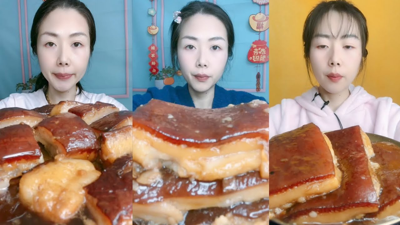 Eating Lamb Intestine, Spicy Pork Belly, Braised Pork Belly Is Delicious 😋#mukbang #eating #yummy