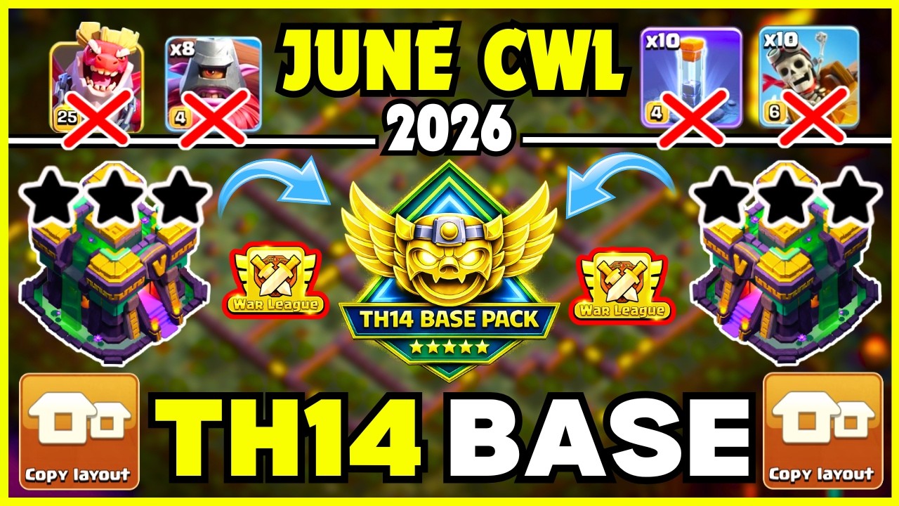 🏆 TOP 25 WORLD BEST TH14 WAR BASES WITH LINK | TH14 CWL BASE | TH14 LEGEND BASE | 2026 🔥