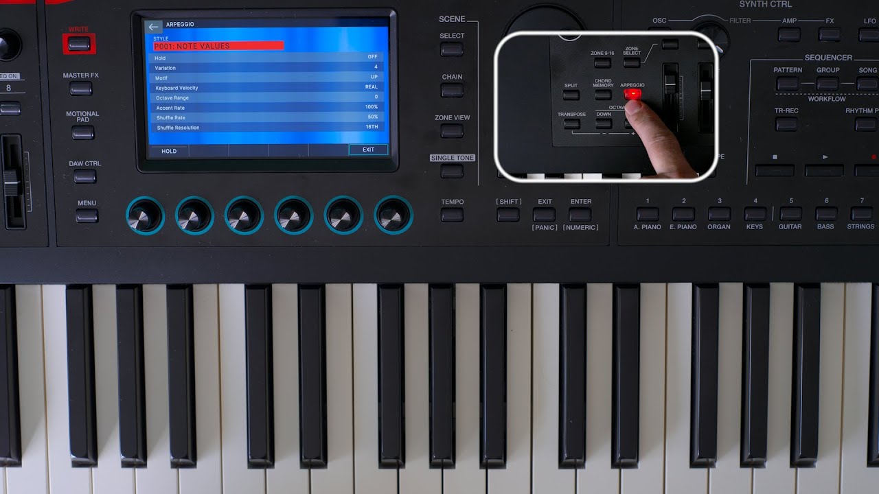 Roland Fantom-0 06 07 08 - using Arpeggiator in the Sequencer
